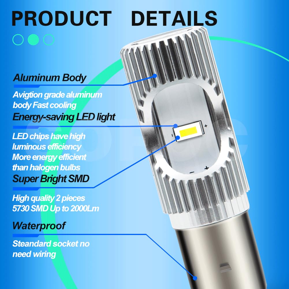 SOFOC S2 BA20D Lampadina LED per Faro Moto/Auto Bianco Freddo 6500K 6V 12V 24V Compatibile con 6-30V AC/DC 2000LM 300% Più Luminosa dell'Alogena Anabbagliante/Abbagliante 2SMD 1pcs