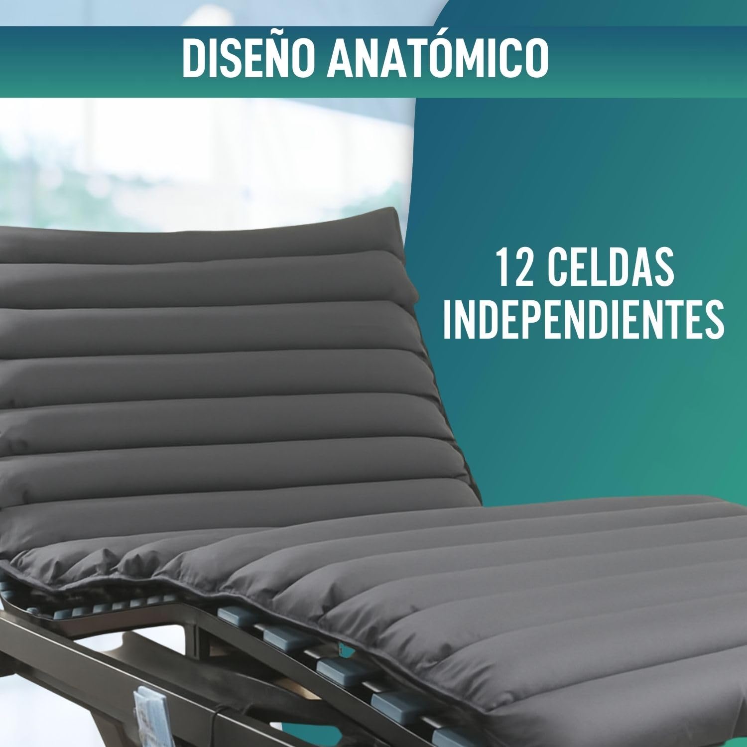 OrtoPrime Colchón Antiescaras 90x190x10cm con 12 Celdas - Colchón Antiescaras ERGONÓMICO Colchon para Cama Articulada Suave y Cómodo - Anti úlceras para Cama con Cintas Ajustables