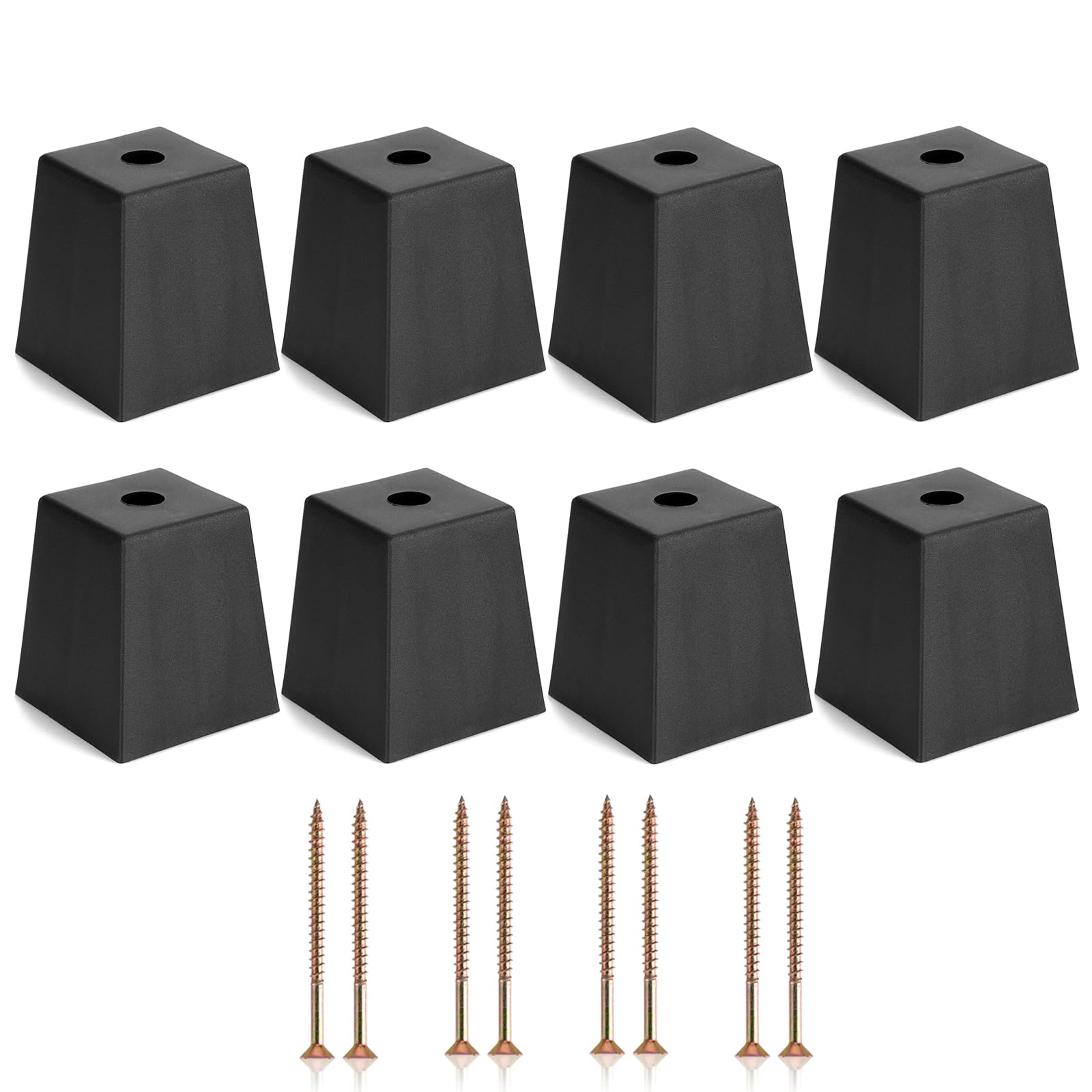 SUMNACON 8 Pcs Plastic 8cm Funiture Leg Square Couch Supporting Feet, Black