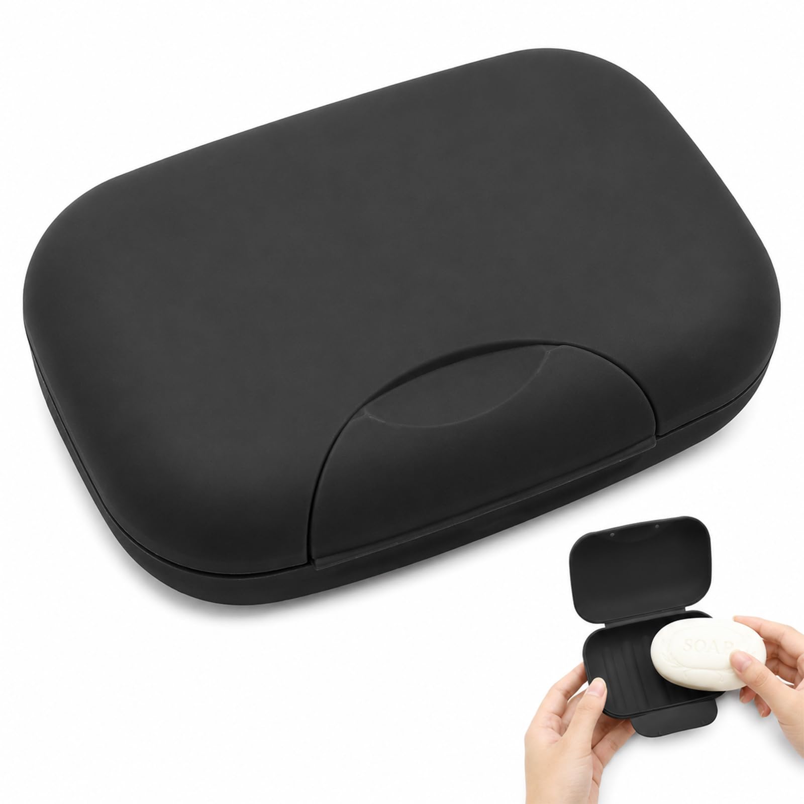Creative Travel Handmade soap Box Waterproof and Leakproof Soap box with Sealed Portable Home Outdoor soaps box (Black)