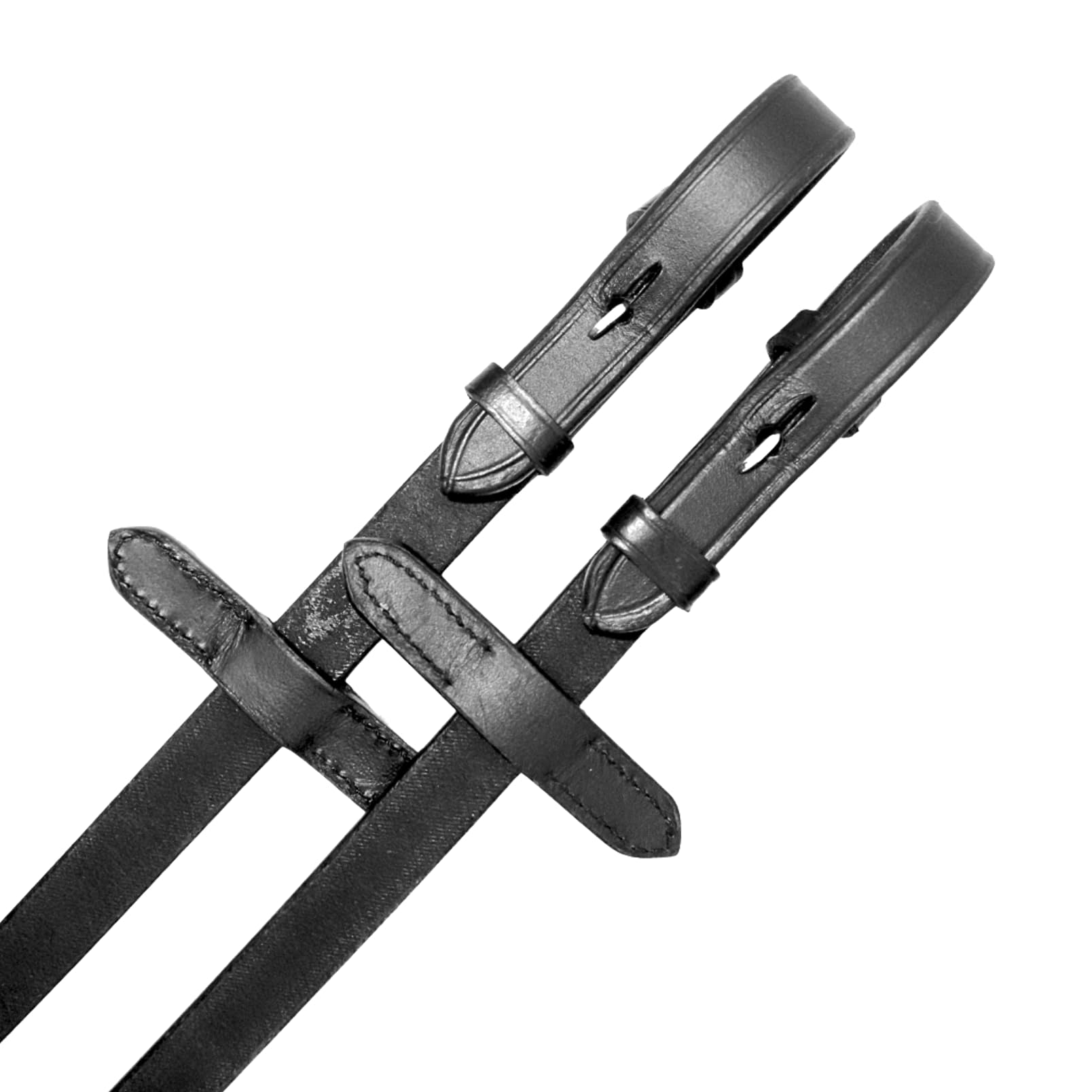 Rênes en cuir - Rênes d'équitation en cuir de qualité supérieure avec revêtement en caoutchouc et butée de martingale pour une prise en main et un contrôle sûrs (noir, plein)