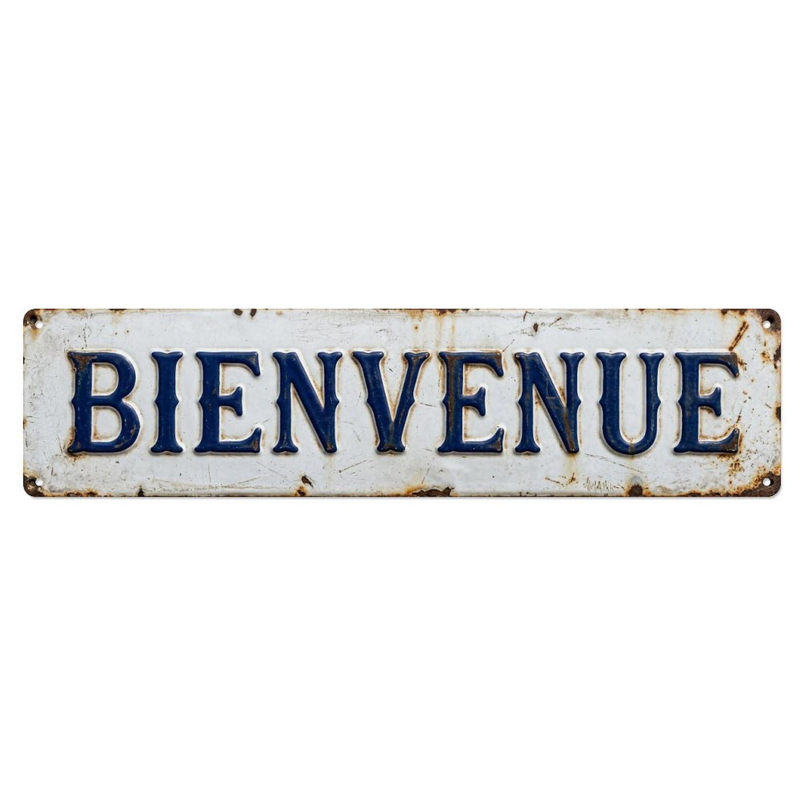 Vintage White Enamel Tin Welcome Metal Tin Skinny Sign Plaque Wall Decor for Cafe, Club Bar, Office, Home Garden Metal Poster 4x16Inch