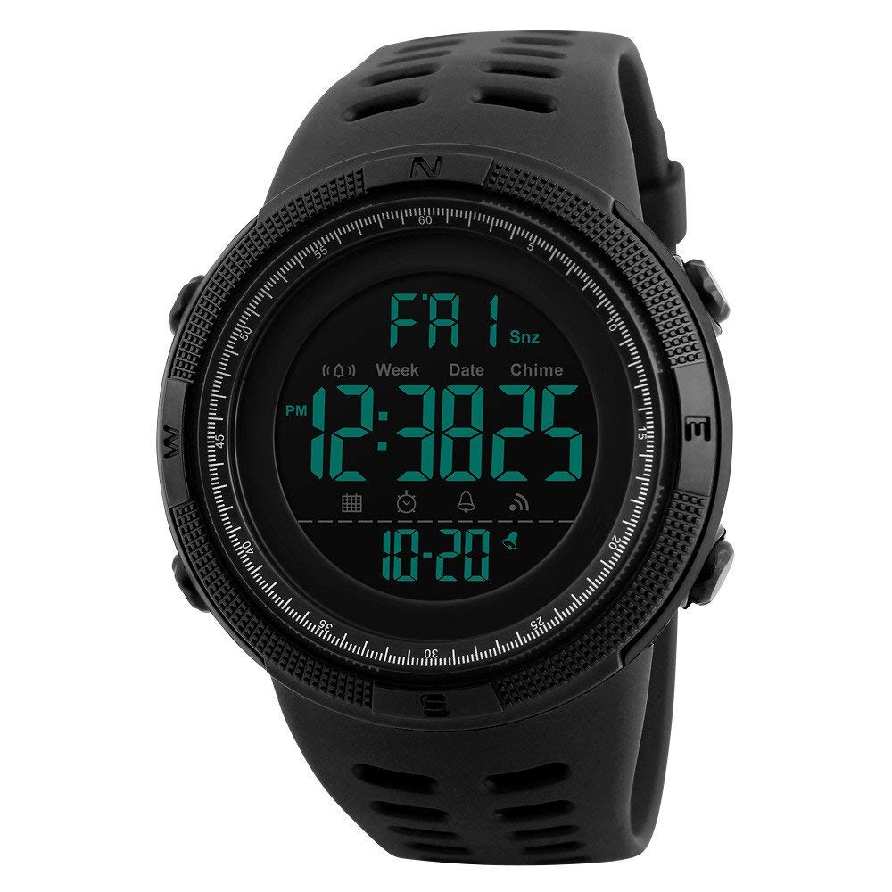 TONSY Men Black 1251 Digital Multifunction Sports Watch 30m Waterproof Resistant Smart Wrist Watch for Boys Running Gym (B09DGV1NDG) Amazon Price History, Amazon Price Tracker