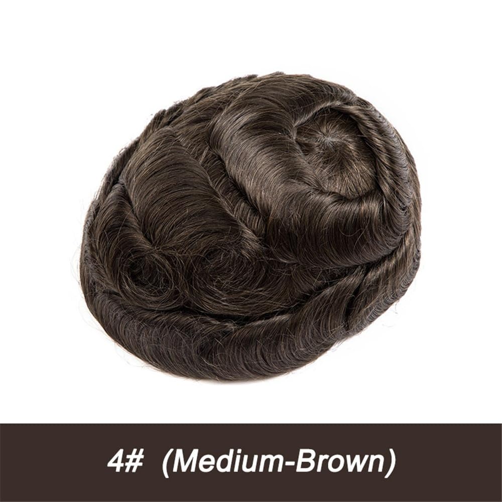 Peruki męskie Proteza włosów dla mężczyzn 6" Twist Crochet Braids Wstrzykiwana pełna skóra ludzkich włosów Tupet dredów Peruka syntetyczna naturalna i puszysta(4#,6x9)