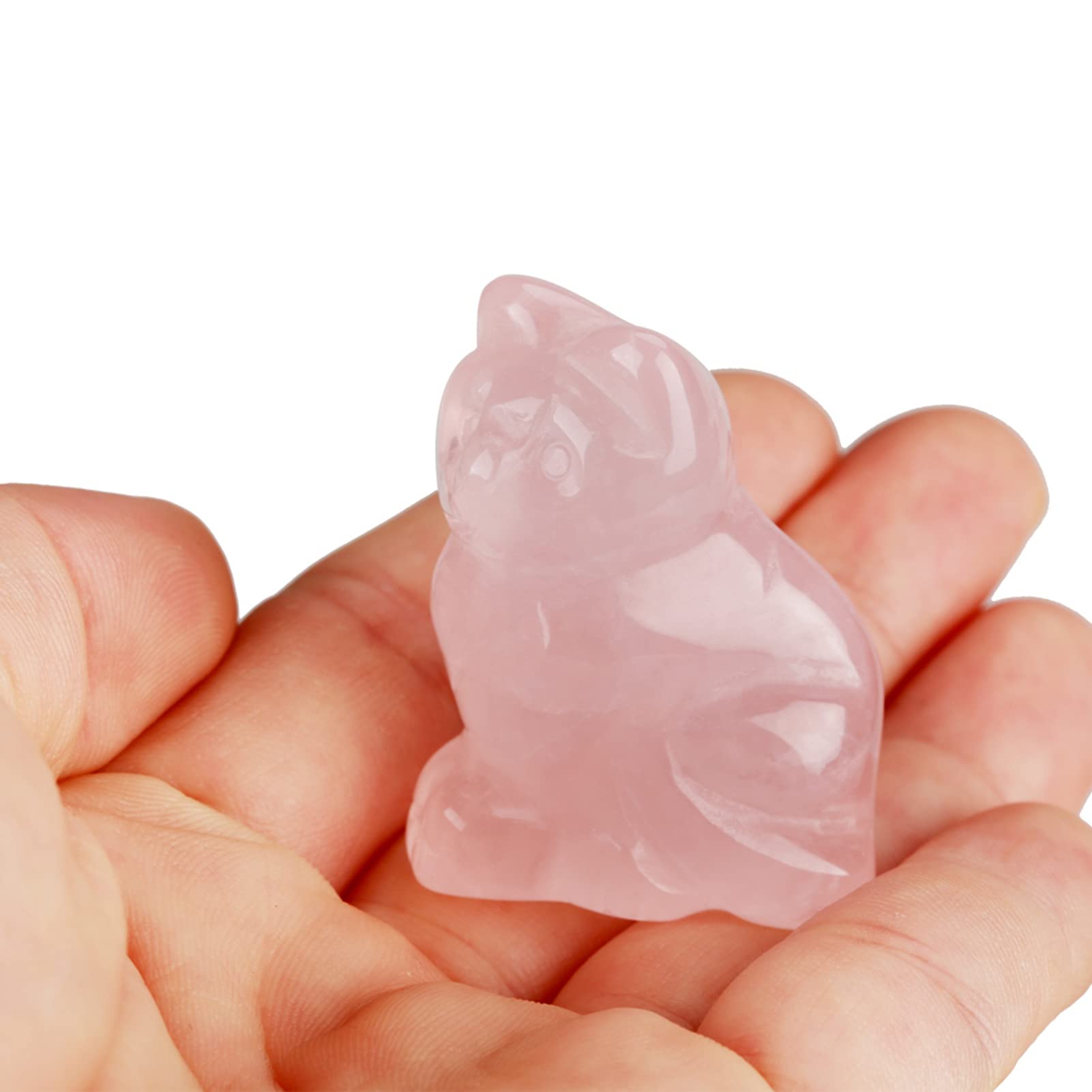 Rose Quartz Carved Kitten Shaped Decor Crystal Healing Stone Home Office Gemstone Decoration,1.4 x 1 x 0.6inch - Image 4