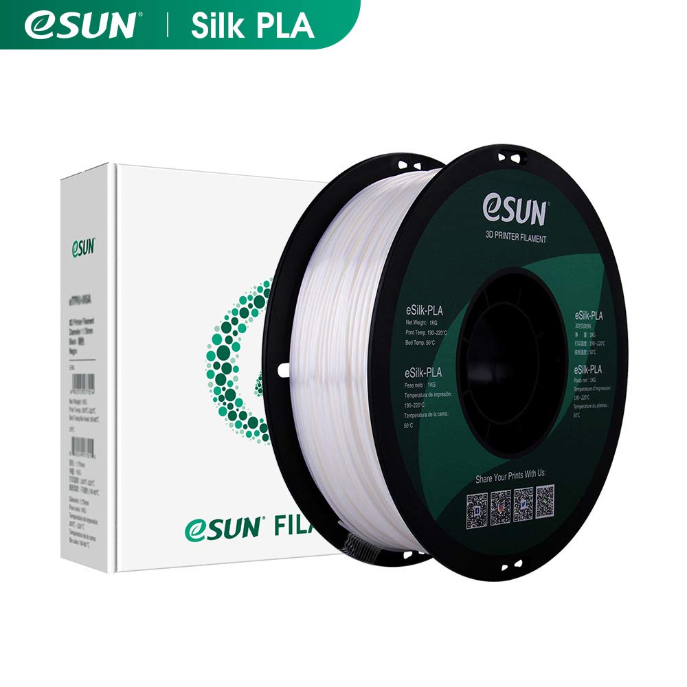 Sponsored Ad – eSUN Silk PLA Filament 1.75mm, Silky Shiny 3D Printer Filament PLA, Dimensional Accuracy +/- 0.05mm, 1KG Spool (2.2 LBS) 3D Printing Filament for 3D Printers, Silk White