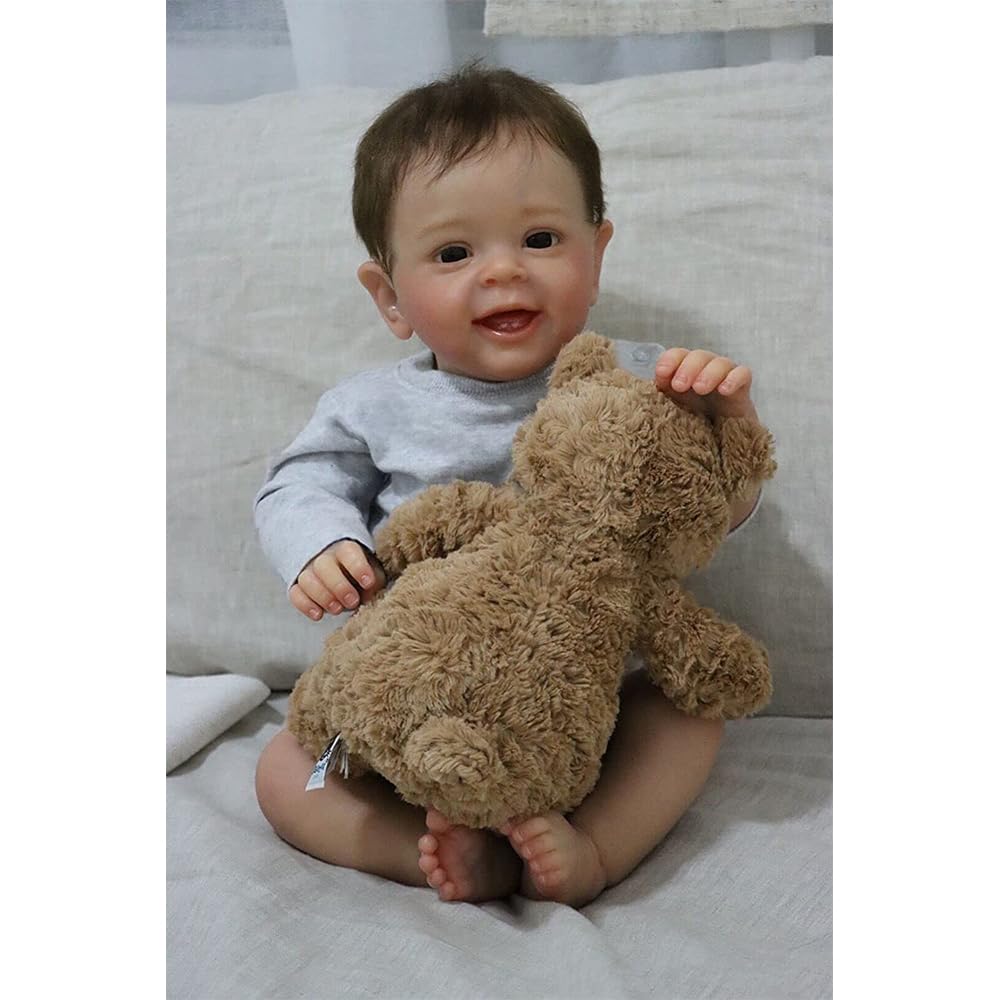 Reborn lalka niemowlęca, 40 cm, ręcznie zakorzenione włosy, anatomicznie poprawna, realistyczna lalka Reborn Baby Baby z winylu, realistyczna lalka noworodka z brązowymi włosami, realistyczne