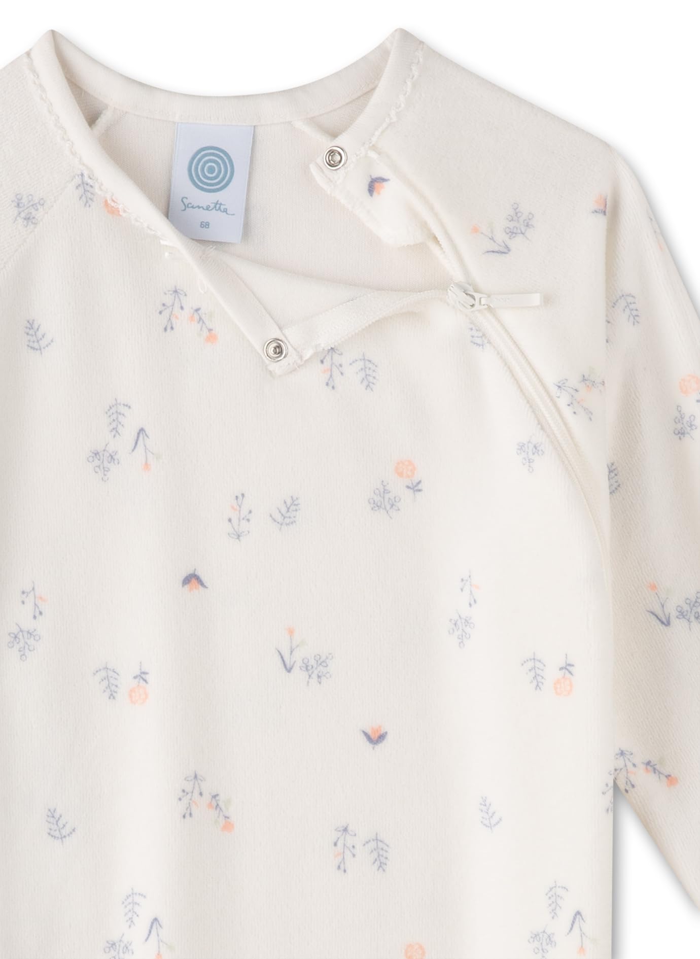 Sanetta Baby-Strampler beige Blumen aus Nicki | Praktischer und bequemer Strampler aus Baumwoll-Nicki für Mädchen. Baby Overall