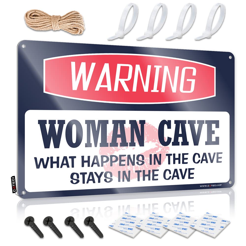 Outdoor Bar Accessories Decor Warning Woman Cave What Happens In The Stays In The Sign Bar Signs For Home Decor Vintage Coffee Sign(30X40CM)