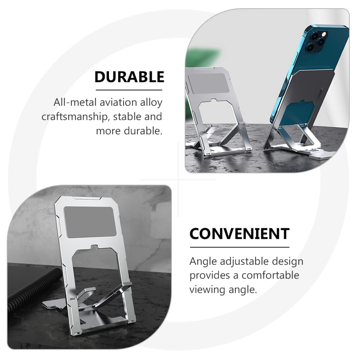 POPETPOP Soporte Plegable para Teléfono y Tableta Soporte de Escritorio Ajustable Portátil para Uso Oficina o Hogar