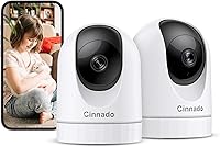 Cinnado 2K Indoor Security Camera Baby Pet Monitor - 360° PTZ, Night Vision, Motion Detection, 2-Way Audio, Alexa & Google Home Compatible