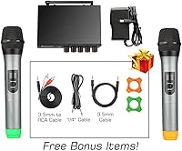 Vista 9 de FIFINE Micrófono de mano inalámbrico UHF de doble canal, fácil de usar, sistema inalámbrico para karaoke K036