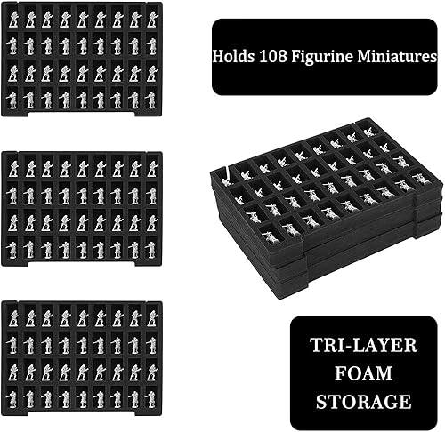 Miniatura 3 de Estuche de transporte resistente de almacenamiento en miniatura, 108 ranuras, estuche de transporte en miniatura compatible con D&D y más