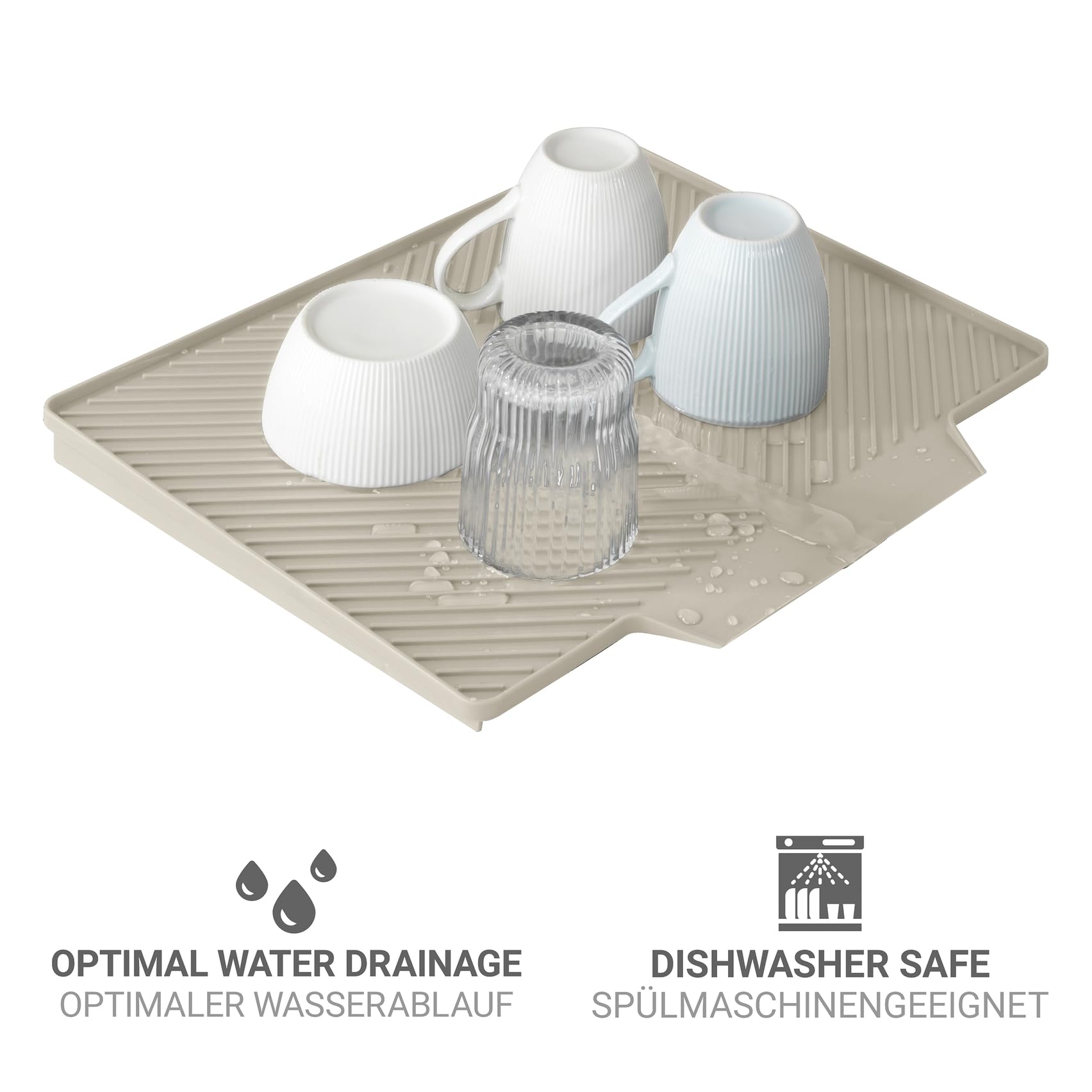 Wenko Tappeto drenante MOD. Nelia Tappetino scolapiatti Lavabile in lavastoviglie scanalato Resistente Cucina plastica 34 x 3 x 40 cm Beige