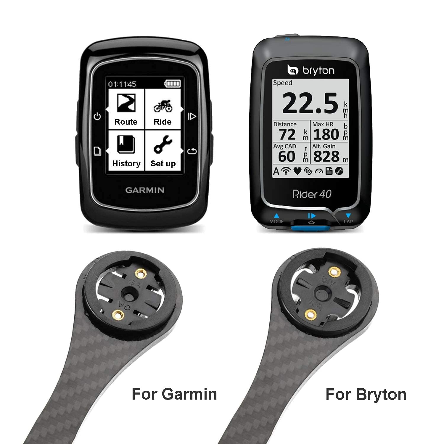 YHESEN Fietscomputer GPS stuurhouder, geschikt voor Bryton Rider, Garmin Edge (200, 500, 510, 800, 810 en 1000 modellen) (koolstofvezel houder