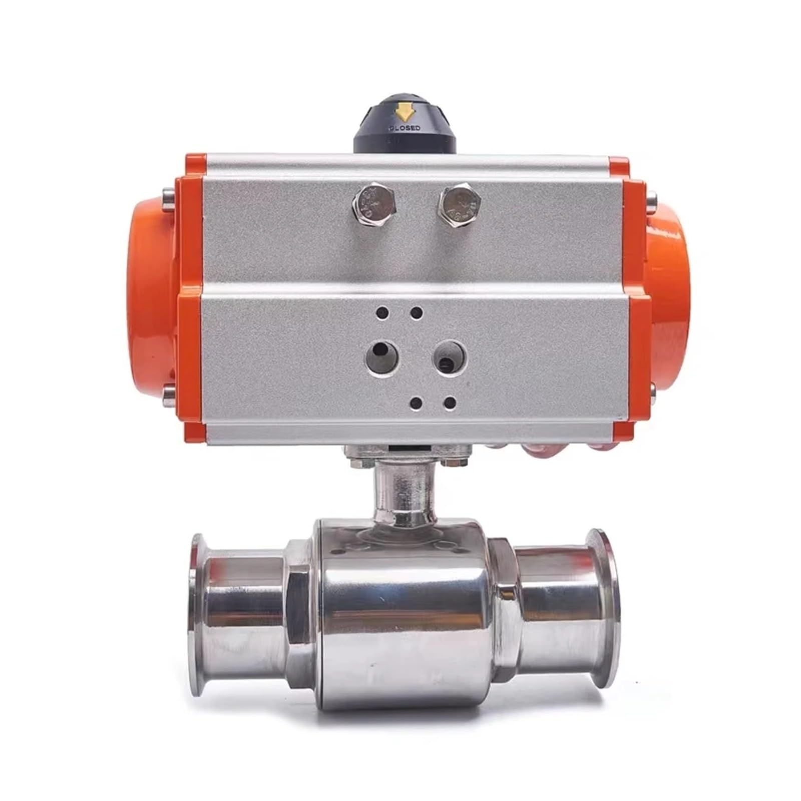 TQKEBWGW 25mm 304 Stainless Steel Ball Valve Clamp Ferrule Type Quick Install Ball Valves with Double Acting Cylinder