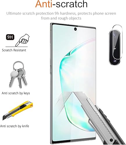 Miniatura 4 de Protector de pantalla de vidrio templado para Samsung Galaxy Note 10 Plus con protector de lente de cámara curvado 3D Desbloqueo de huellas