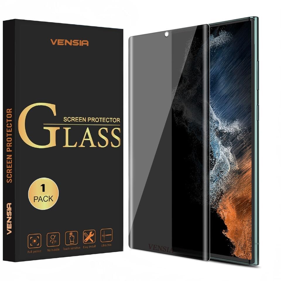 VENSIA® Privacy Screen Protector for Samsung Galaxy S22 Ultra Anti-Spy, 9H Hardness, Easy Installation Fingerprint Working Curved UV Tempered Glass for Galaxy S22 Ultra (B0DDXKCK5S) Amazon Price History, Amazon Price Tracker