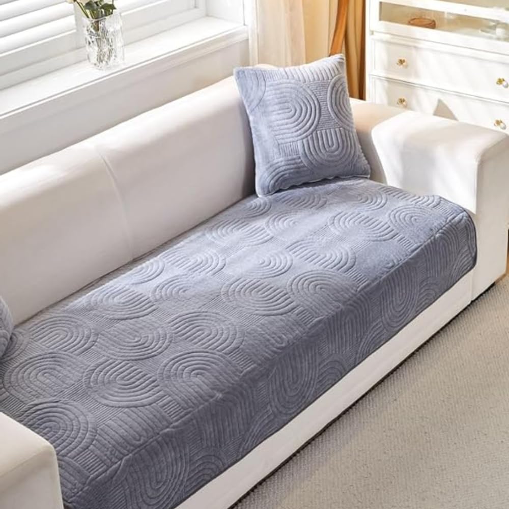 HOMETHREADS Couch/Sofa Covers | Luxurious Slipcover Solutions for Sofas, Armchairs, and Loveseats (Grey_Coco, 1 Seater Large| 70x90cm)-picture-31