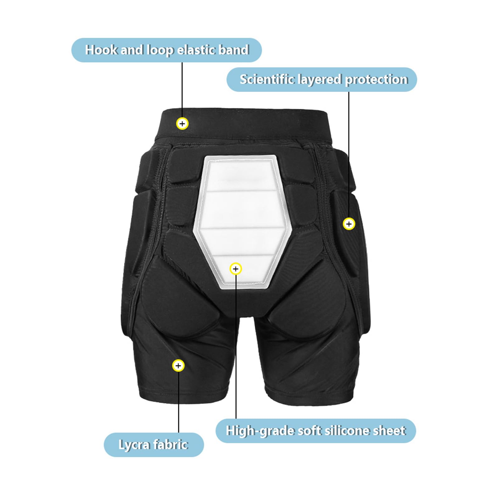 Short de Protection rembourré 3D avec Coussinet de Fesses en Silicone EVA pour Le Snowboard et Le Patinage