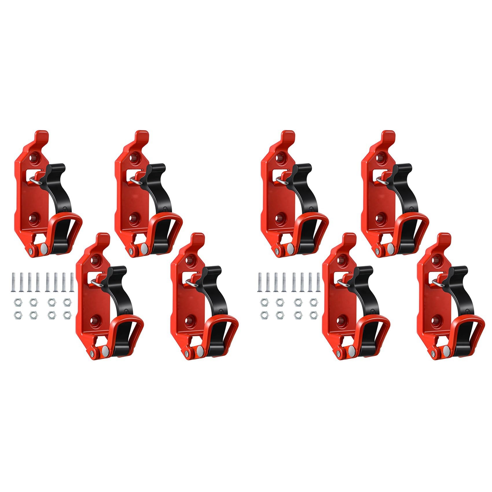 Bloepum Shovel Mount for Roof Rack, Metal Rubber Clamps, Wall Mounting Brackets, Quick Release Holder Mount Kit(8 Pcs) Red