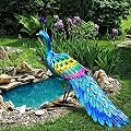 chisheen Metal Peacock Statue Garden Decor Yard Art Sculpture Outdoor Decoration for Lawn,Patio,Backyard,Housewarming Birthday Gifts for Women,Mom,Grandma