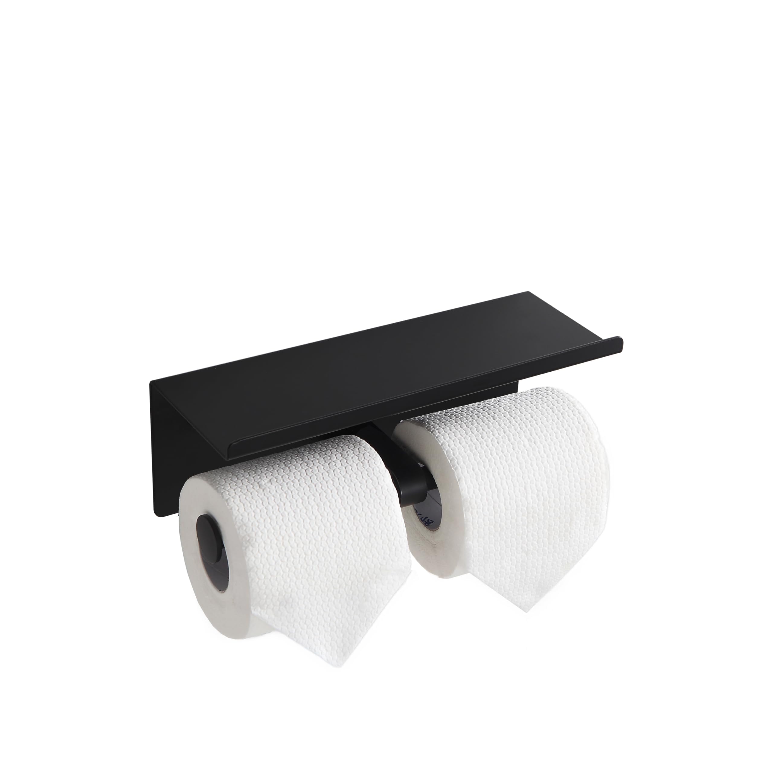 Self Adhesive Aluminum Waterproof Toilet Paper Holder with Shelf Black