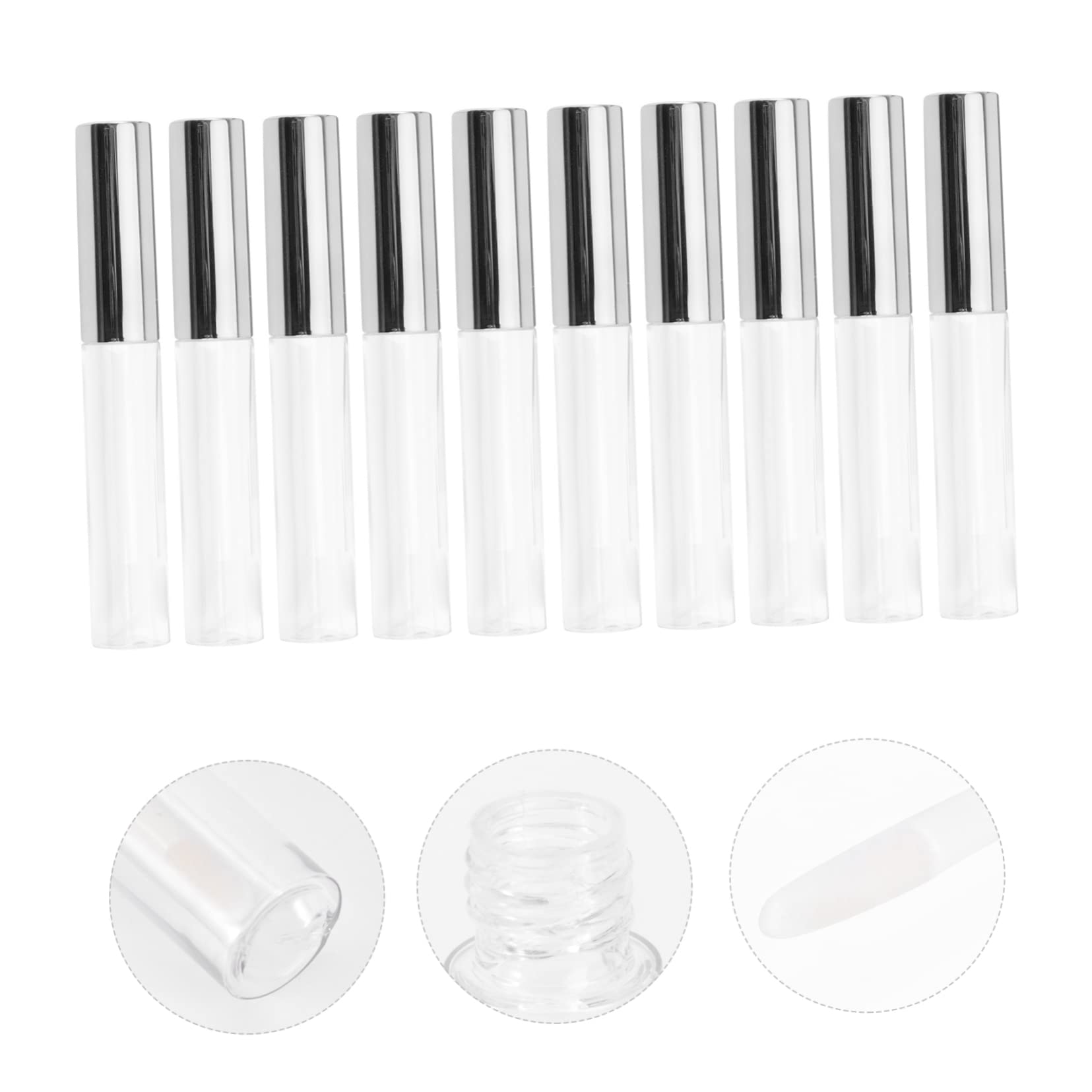 3 Series Tubo De Labial Glair Circular Plástico Para Gloss Labial Transparente Y Práctico Para Cosméticos Y Color Plata 10 Piezas*3