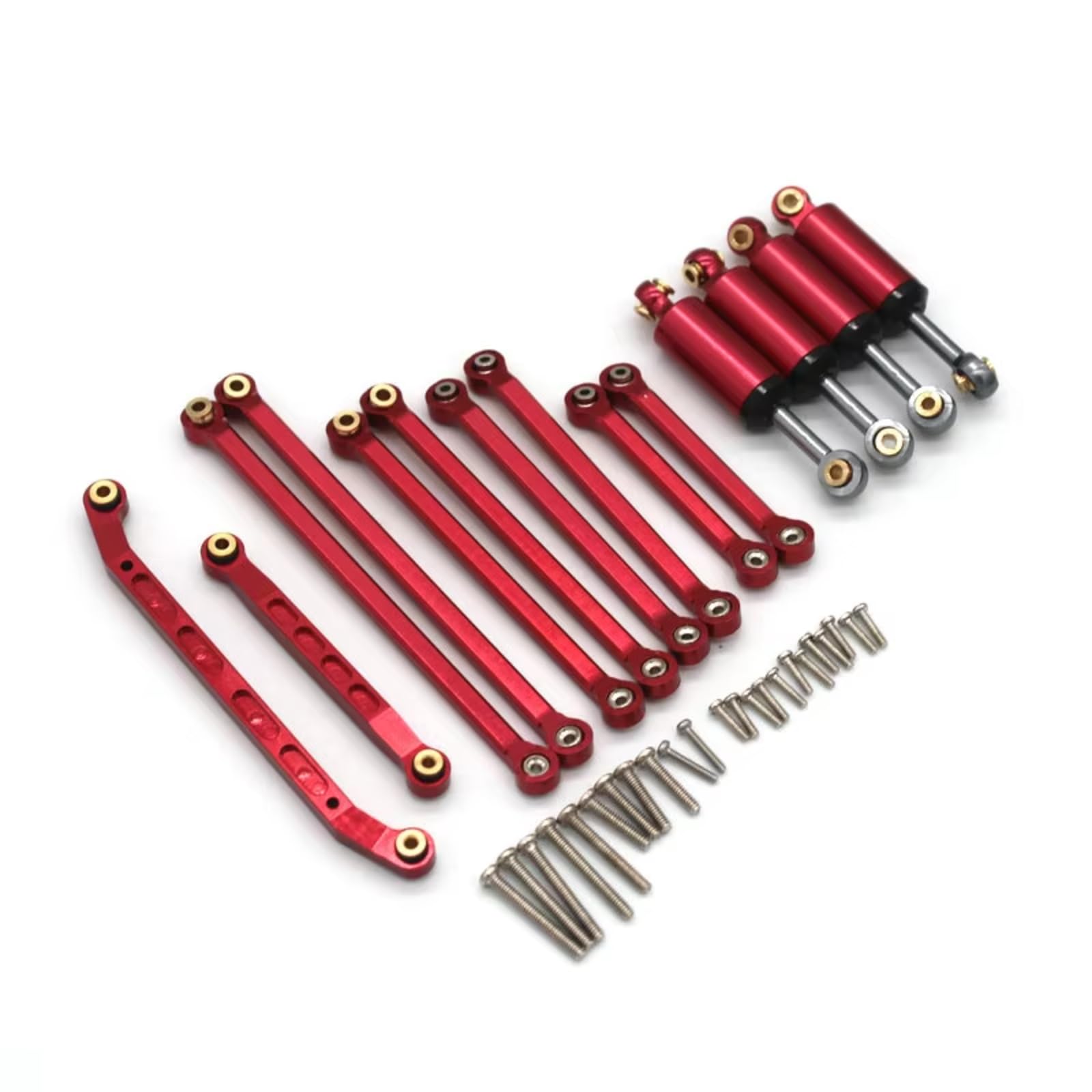 Rc Special Connecting Rod for FMS for Fire for Horse for Eazyrc 1/18 Metal Shock Absorber Connecting Rod Set RC Remote Control Car Parts and Accessories Replacement Use(Red)