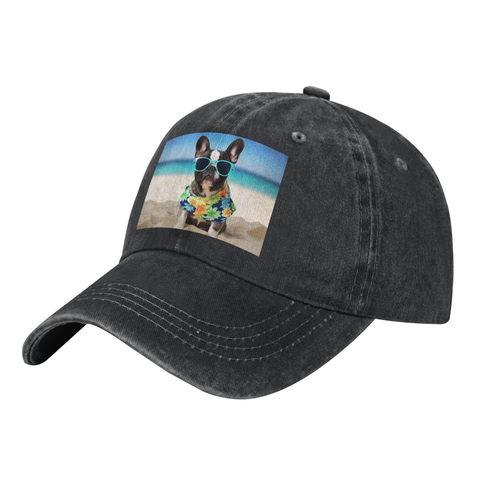 Lkwscghm Unisex Black Vintage Washed Cotton Baseball Cap French Bulldog Summer Sports Caps Adjustable Golf Dad Hats Trucker Hats, One Size