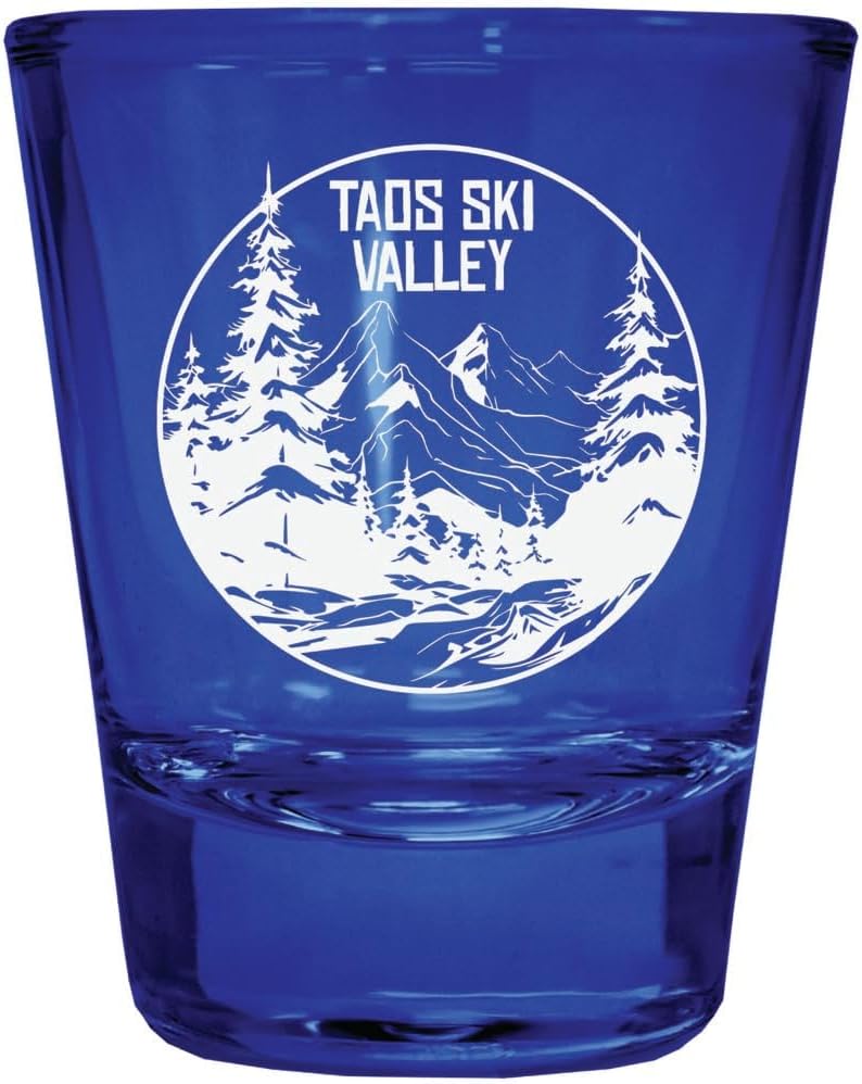 Vaso Tequilero Grabado Taos Ski Valley New Mexico Souvenir 2 oz Pack de 2