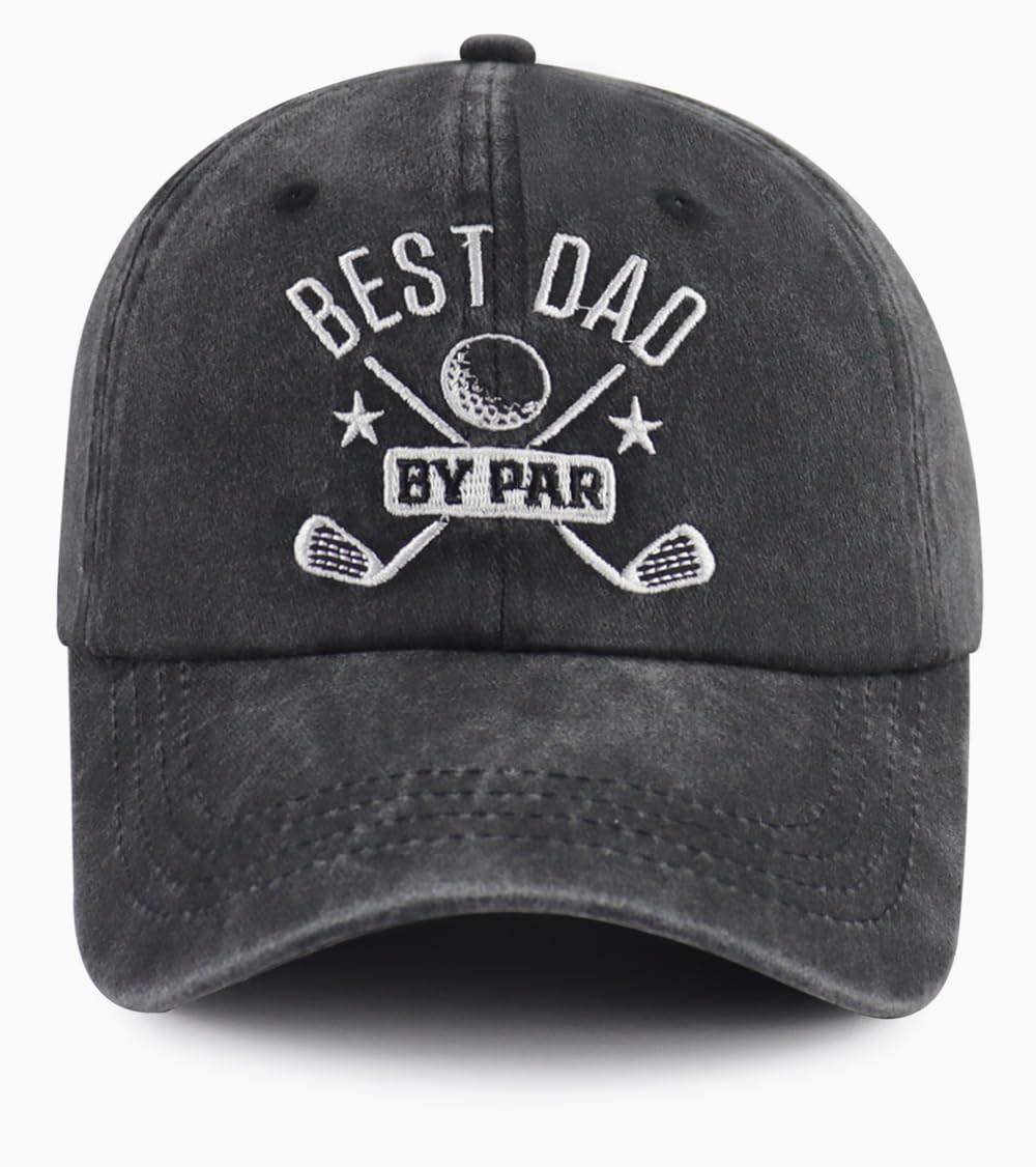 Best Dad by Par Hats for Men, Adjustable Embroidered Golf Papa Baseball Cap