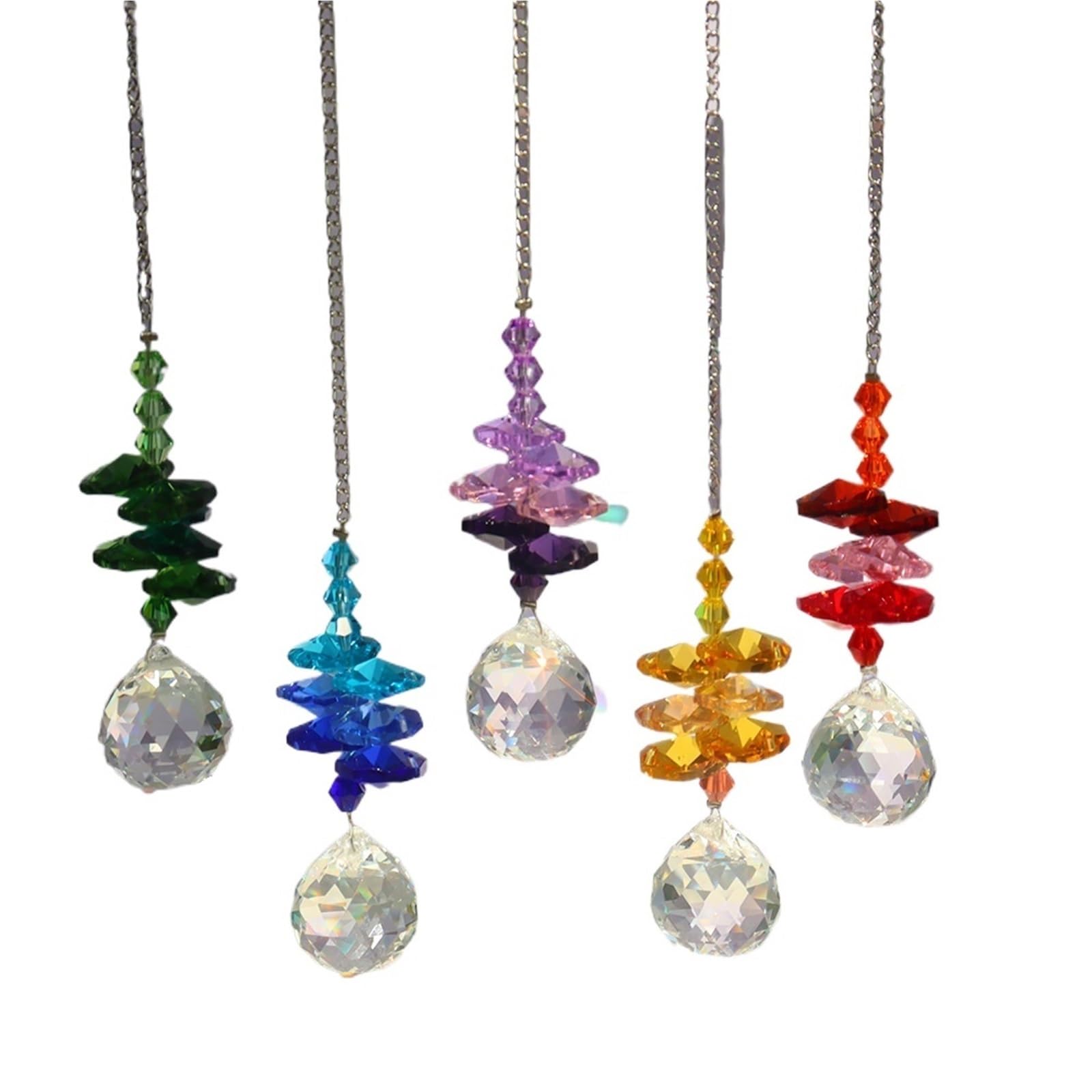 Ppqiru Mix Colors 5Pcs Crystal Wind Chime Summer Prism Pendant Healing Rainbow Light Catcher Window Sun For Decoration