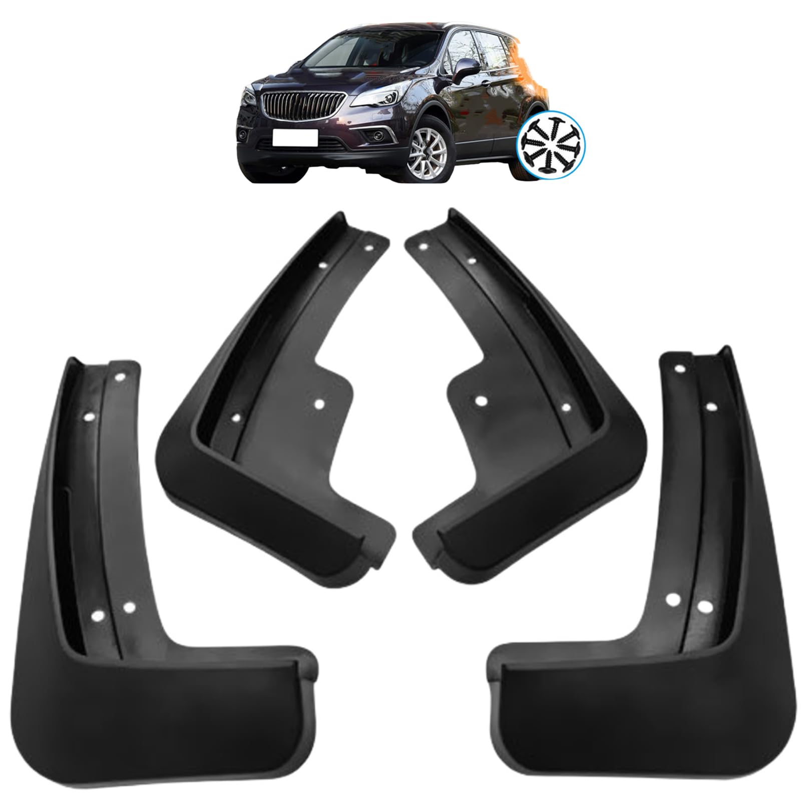 Mud Flaps for Buick Envision 2016-2020, Front and Rear Splash Guards Fender Liner Shield Tire Protection Accessories