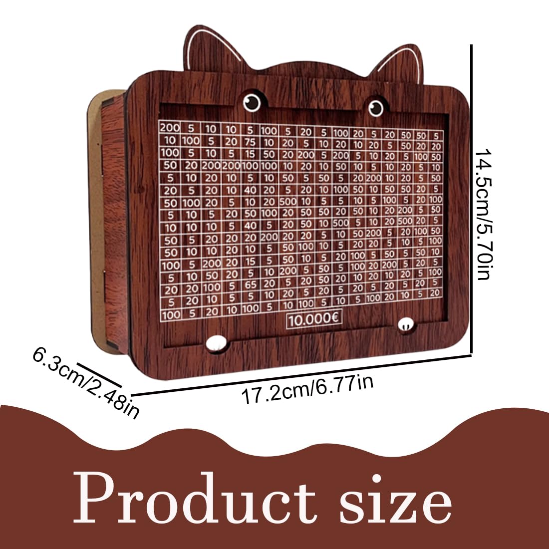 Retro Wooden Money Box with Reusable Marker Pen with Saving Target and Numbers to Mark Helps Children Learn to Save Money - 3