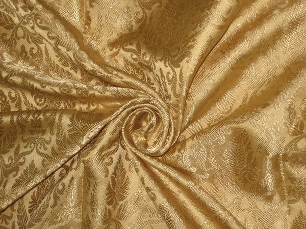 Tissu brocart de soie or clair 44" haut de gamme pour haute couture