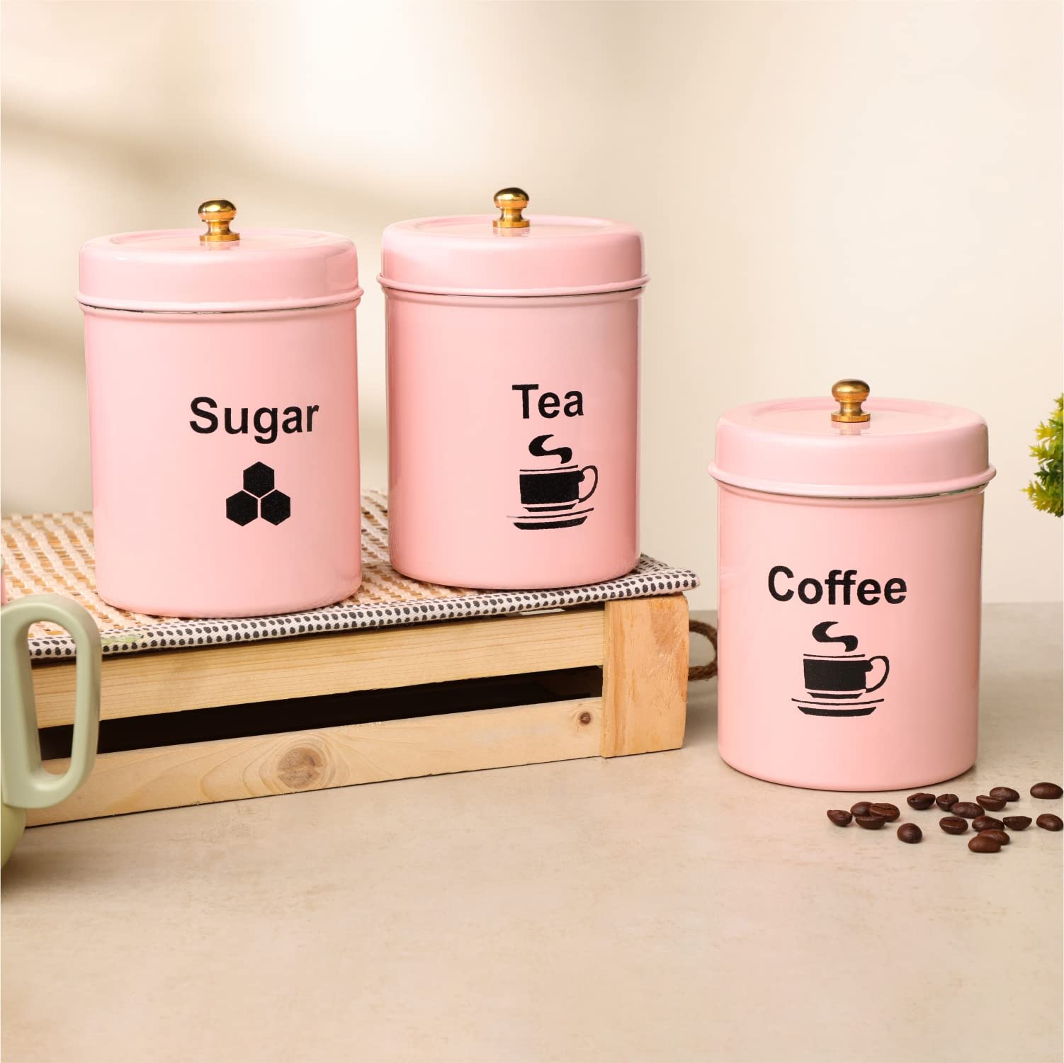 anantam homes Stainless Steel Jar | Container | Canister set for Tea, Coffee & Sugar | Tea Coffee Sugar Containers Set of 3| 800ml each (TCS-Light Pink) (B08R75SD7Z) Amazon Price History, Amazon Price Tracker