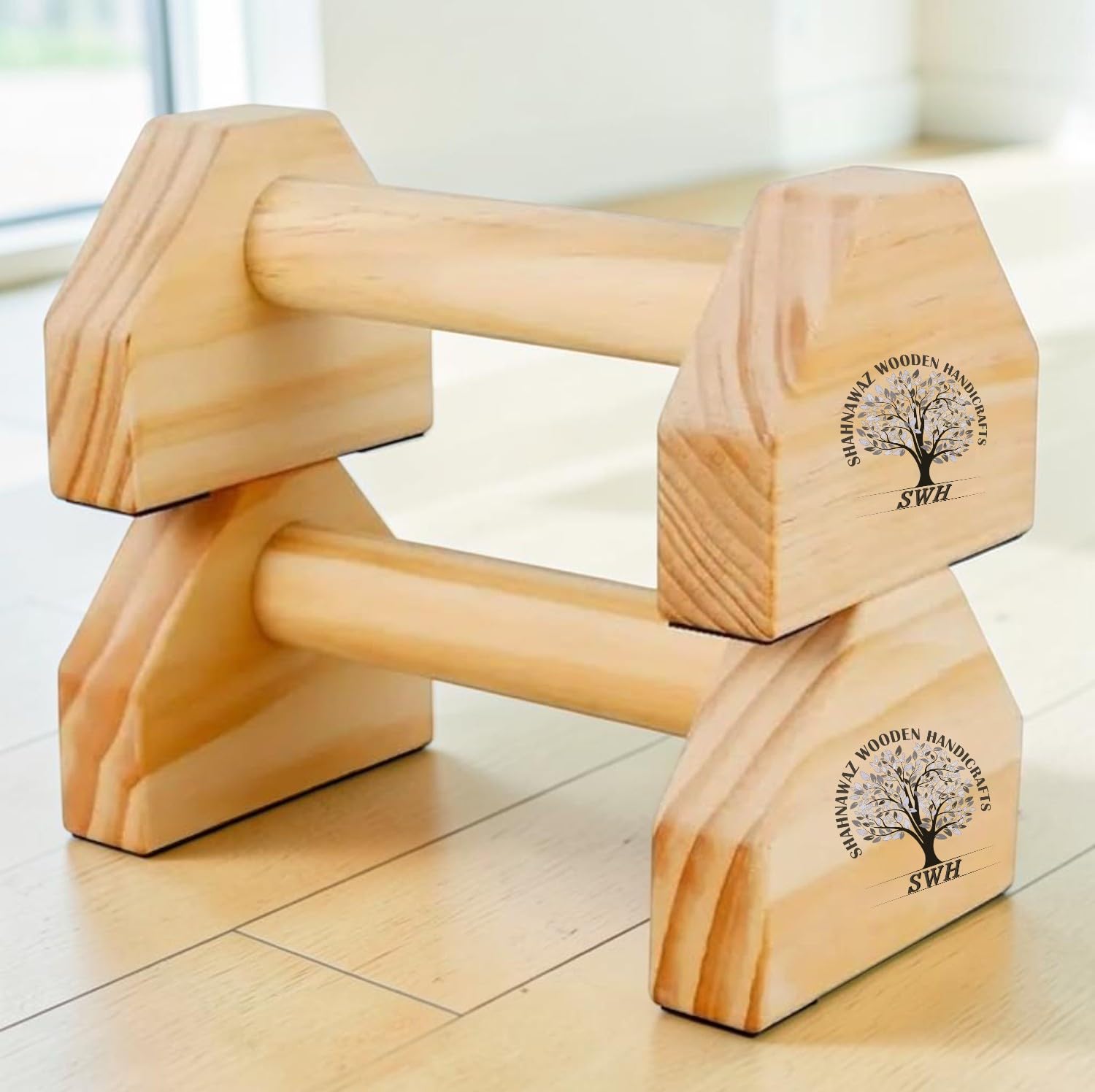 Wooden Parallel Bars for Calisthenics, Natural Pine Handstand Push-Up Equipment, Double Rod Fitness Training Bars, 25cm Length, 11.4cm Height-picture-18