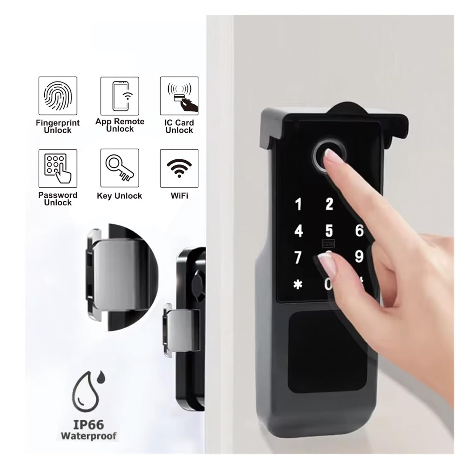 Cerradura de puerta inteligente con huella dactilar, impermeable, digital, electrónica, aluminio, código llave,Seguridad mejorada