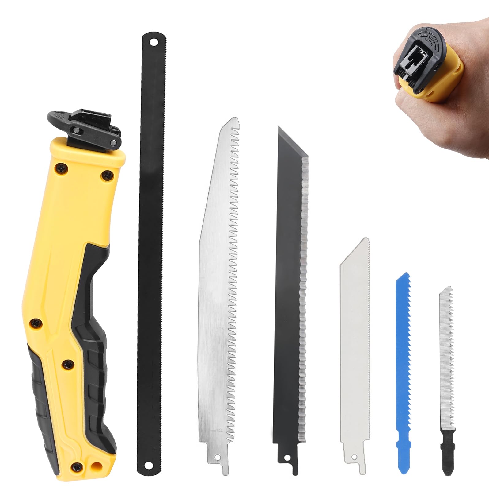 Sierra de mano multifuncional con mango de 6 hojas: para madera, metal, paneles de pared, contrachapado, plástico y yeso