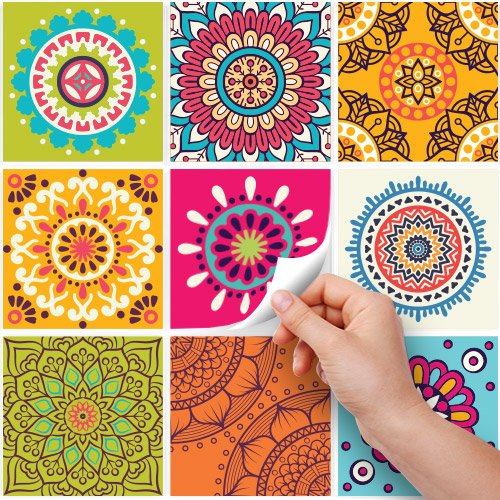 RE-COVERTILES - Adesivi per Piastrelle Bagno e Cucina 24 Pz 10x10 cm - PS00179 Decorazione murale in PVC impermeabile mattonelle mosaico stile cementine Azulejos