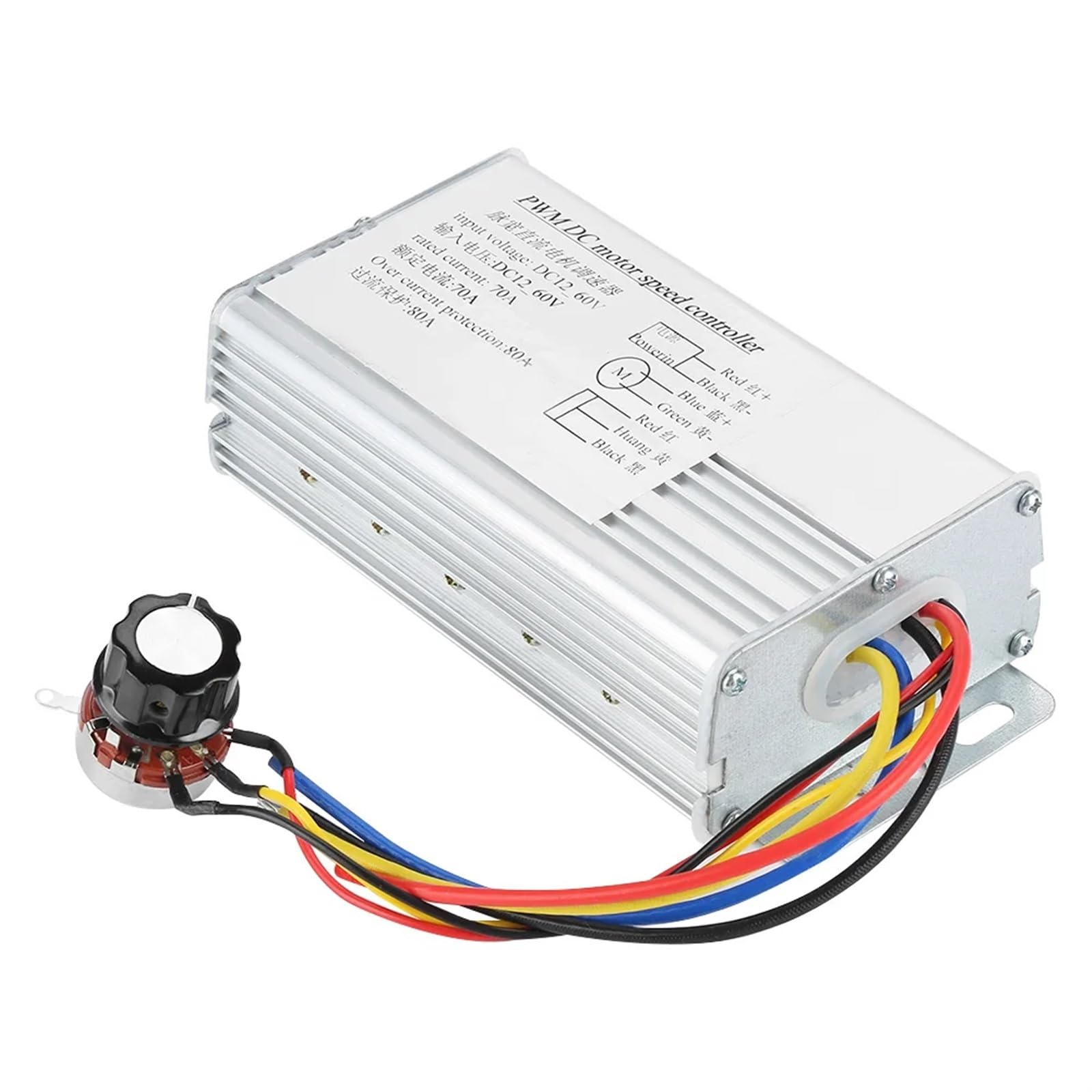 DC 12V-60V 70A 4000W PWM Motorregler Geschwindigkeitsregler Einstellbare Antriebsgeschwindigkeitsregelung Regler Metallgehäuse