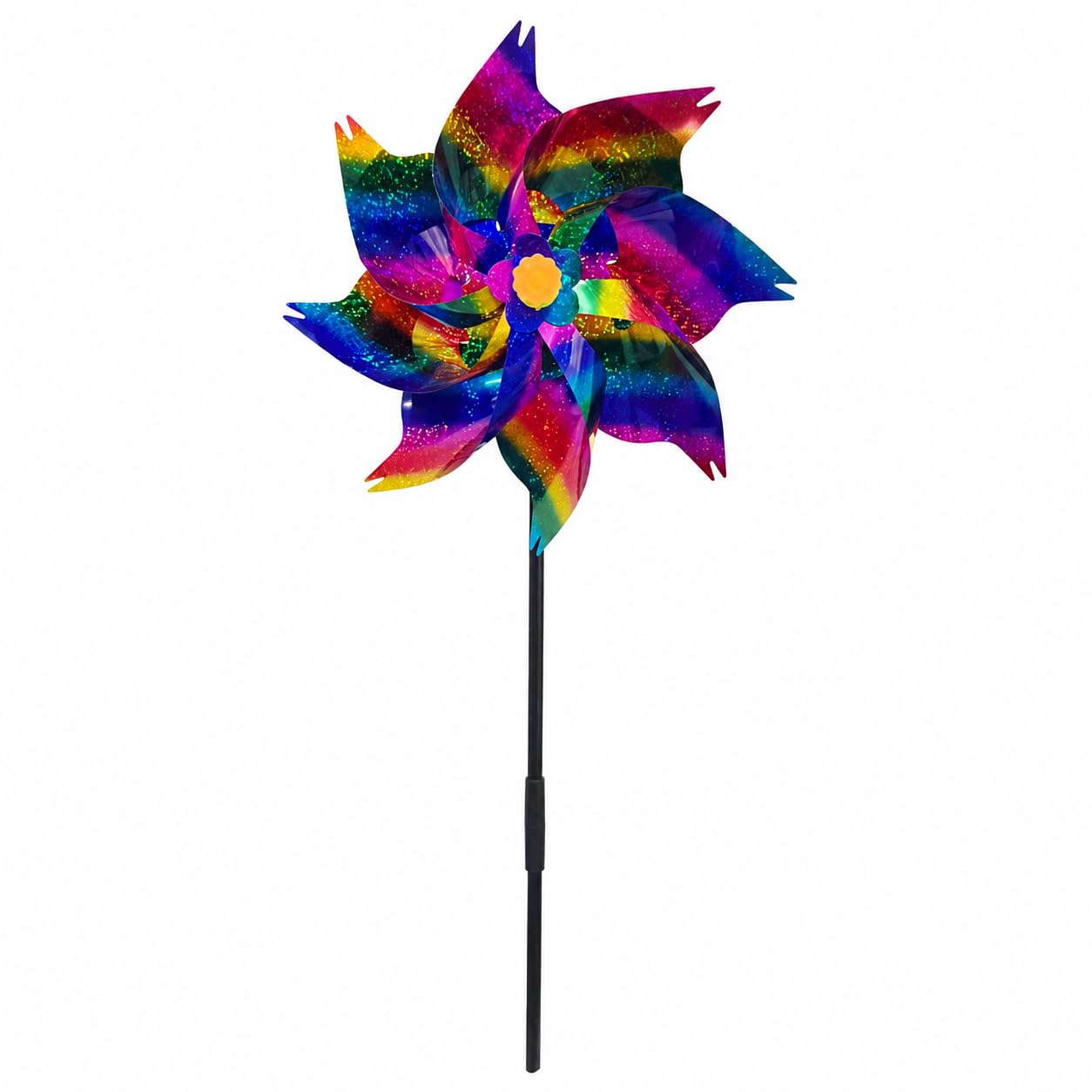 Octagonal Iridescent Rainbow Pinwheels, Reflective Bird Deterrents for Outside, PVC Weather Resistant Yard Decorations Outdoor 24 cm-image-21