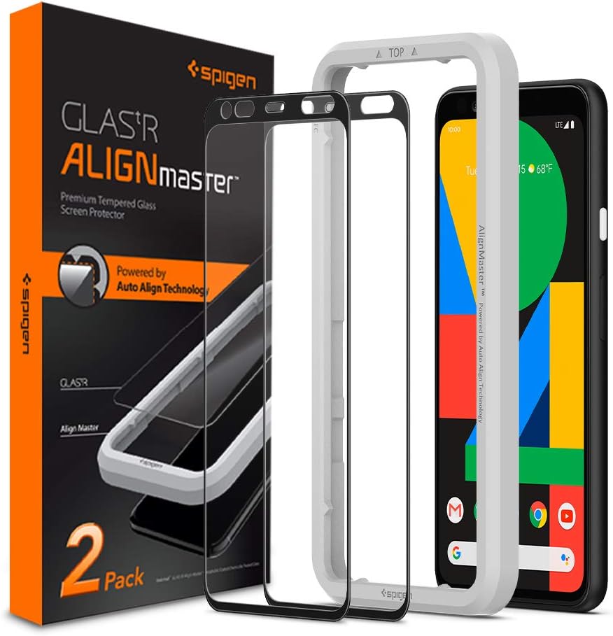 Spigen Tempered Glass Screen Protector [GlasTR AlignMaster] designed for Pixel 4 XL (2019) [2 Pack] - Edge to Edge Protection