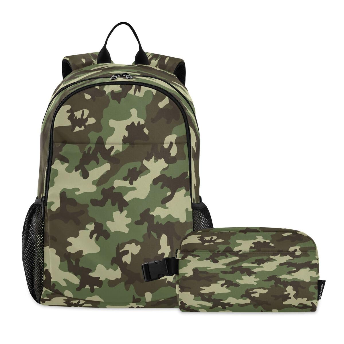 Mnsruu Mnsruu Juego de mochila militar de camuflaje verde para niños y niñas, para escuela primaria, escuela secundaria, primaria