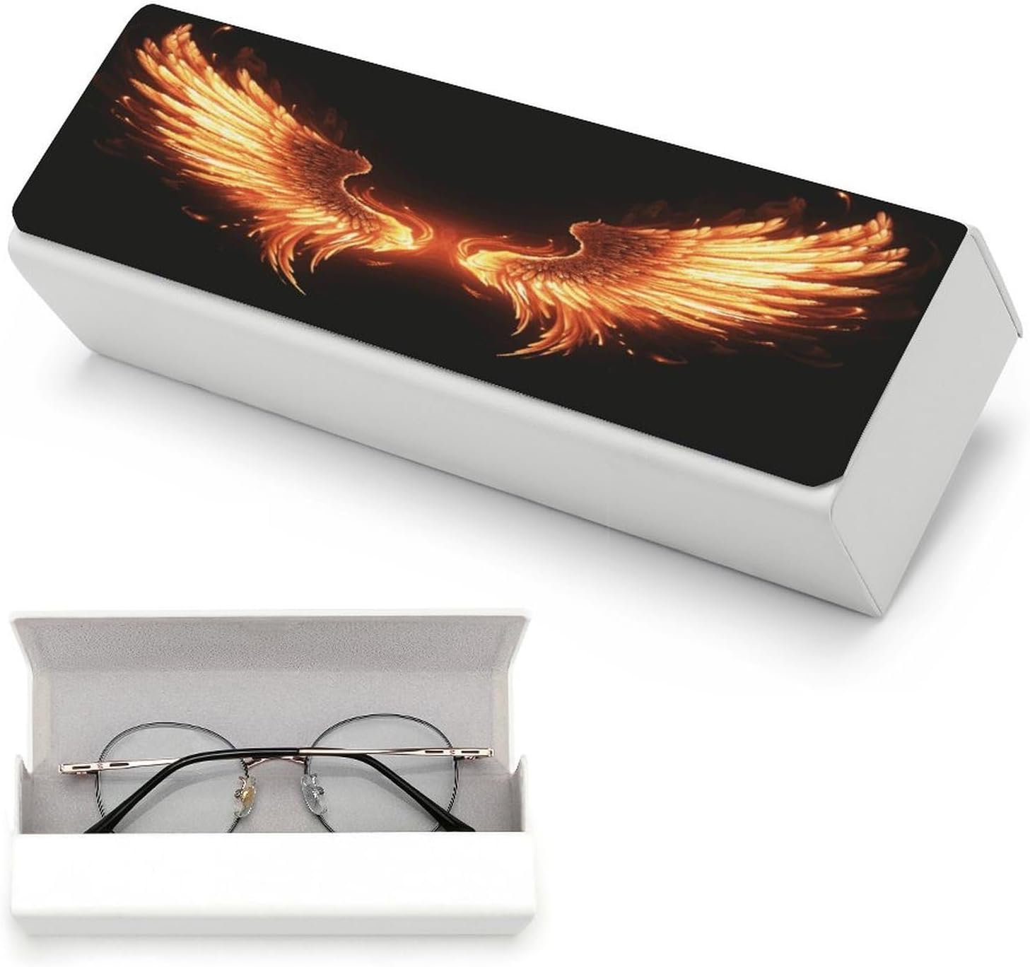 Fire Angle Wings Travel Portable Glasses Case,Eyeglass Case with Cleaning Cloth for Men Women,Sunglasses Case Fits Most Glasses image 5