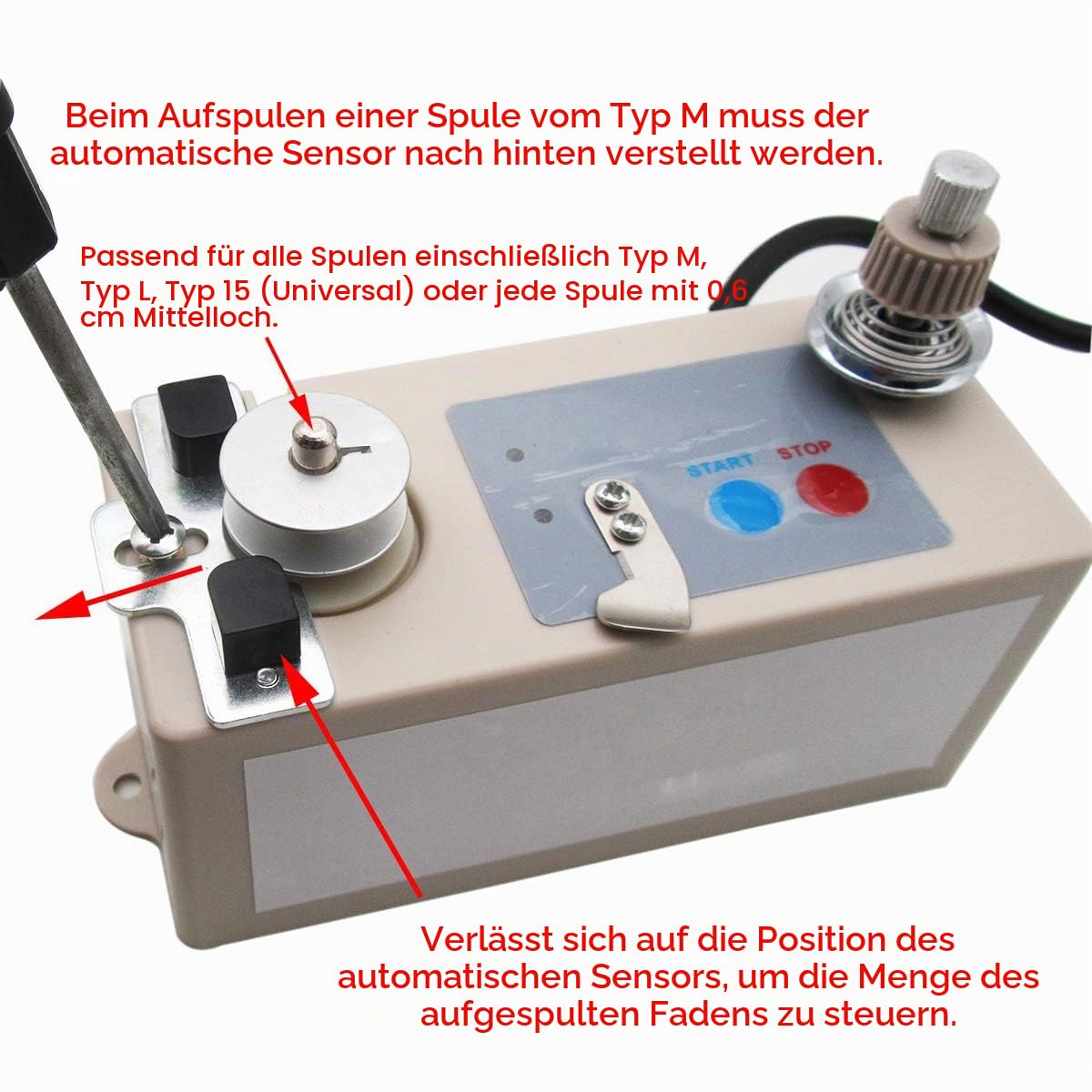 ckpsms Marke -Automatischer Spulenwickler 220V Passend für Spulen vom Typ M/L / 15Class mit 6 mm Innendurchmesser (KP-BW01 220V)