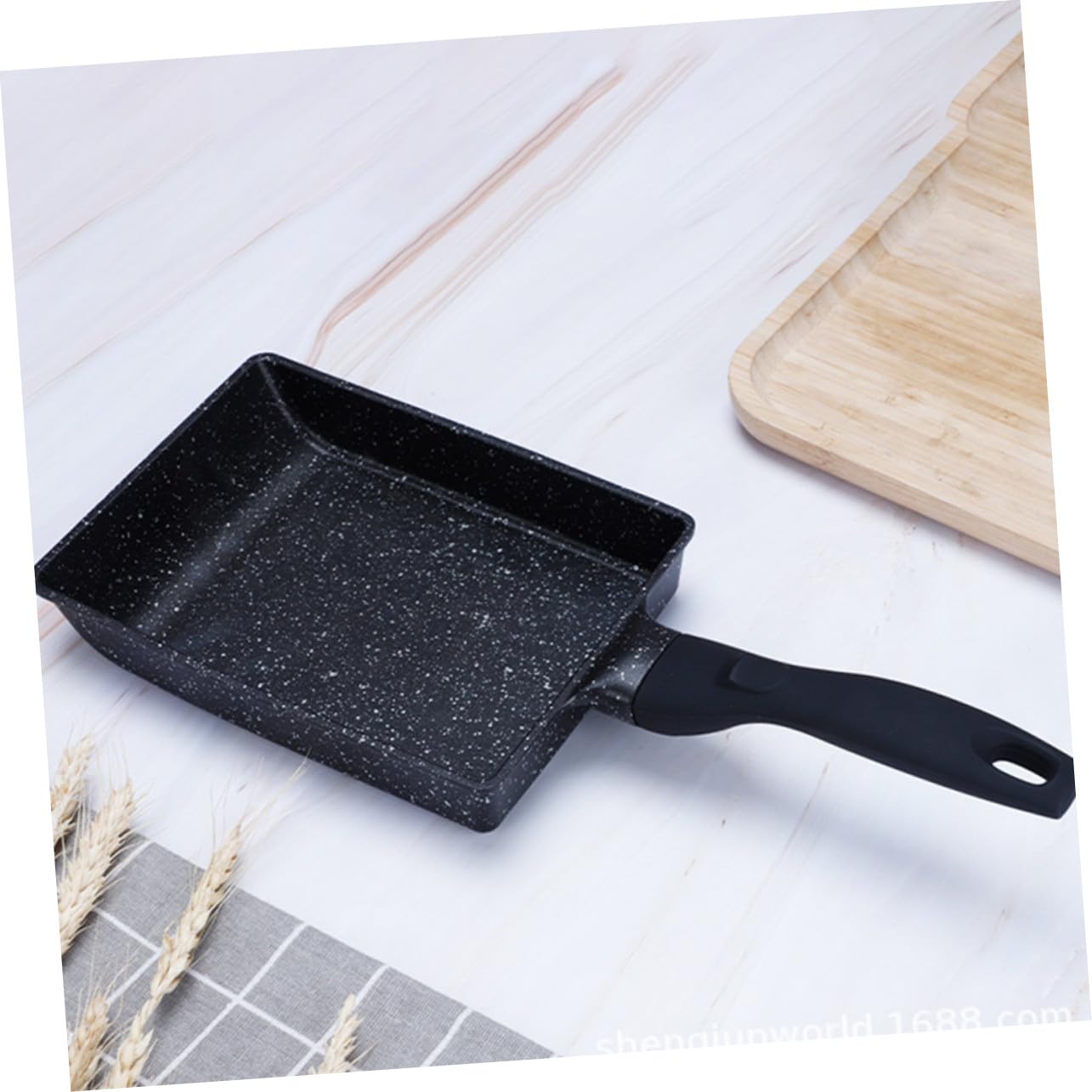 ERINGOGO Padella Antiaderente in Lega di Alluminio Padella Quadrata per Uova Fondo Liscio Manico per Prevenire Scottature Leggera e Portatile per Cucinare Tamagoyaki Uova Fritte e Verdure