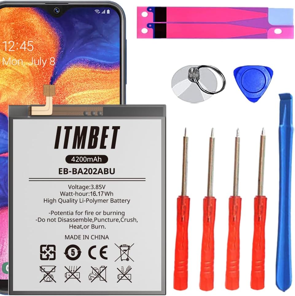 Battery for Samsung Galaxy A10e, 4200mAh Upgraded 2024 New 0 Cycle Battery Replacement for A102U SM-A102U/A20e SM-A202F/DS/A20e Dual SIM SM-A202F,EB-BA202ABU with Professional Replacement Tool Kits