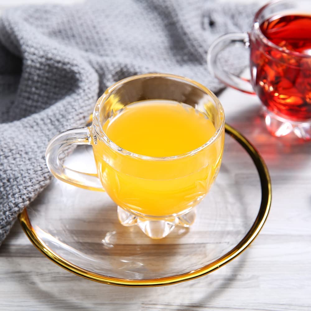 ZROY ENTERPRISE Premium Glass Coffee Mug Tea Cups Set of 4-150ML, Transparent, Glass Cups Set for Tea, Coffee, Green Tea, Herbal Tea, Lemon Tea, Milk Cup, Hot/Cold Drinks Cups (Flower Cup 150 ML, 4) 4
